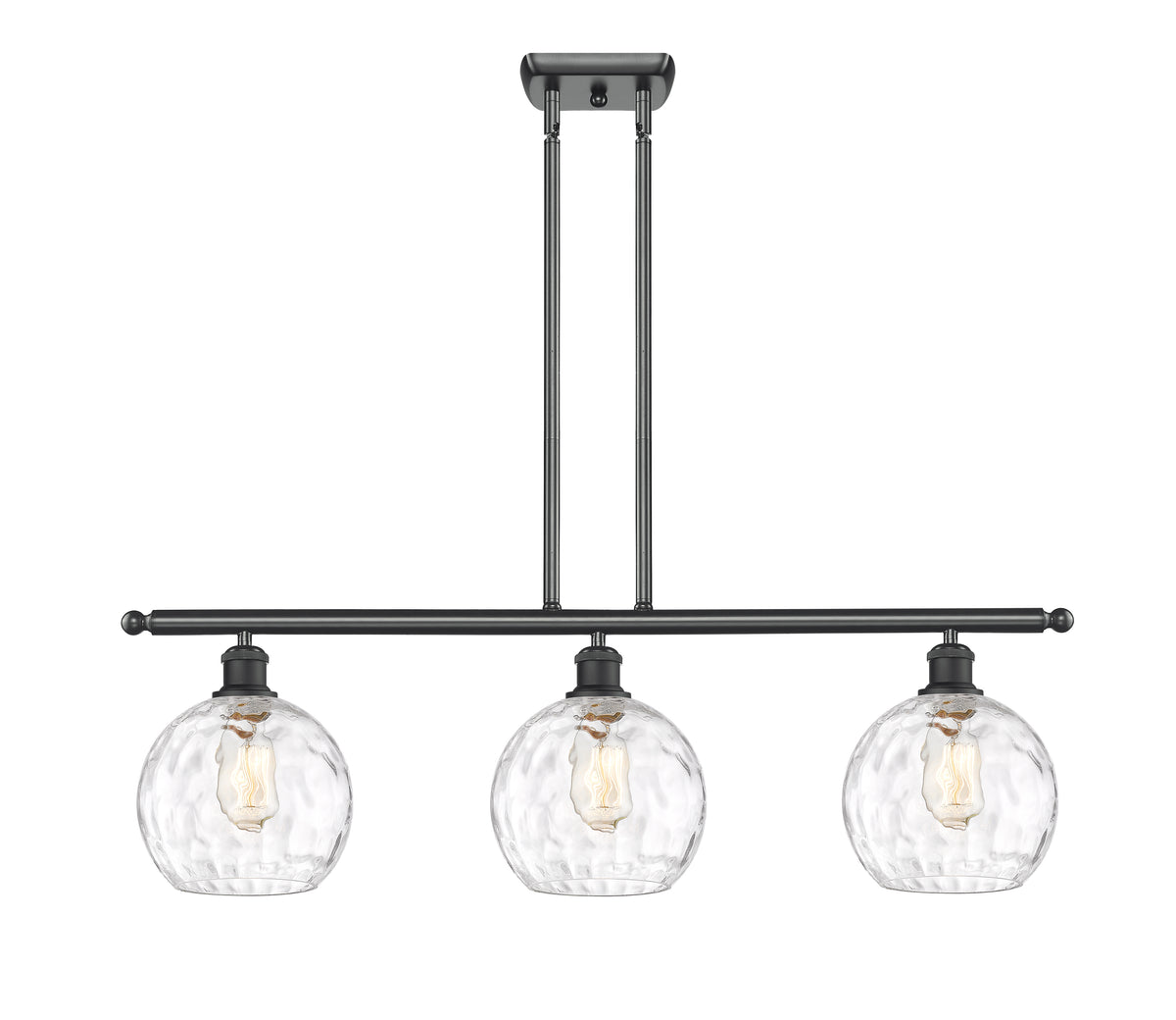 Athens Water Glass 36-Inch 3-Light Stem-Hung Island Light 10.5-Inch High