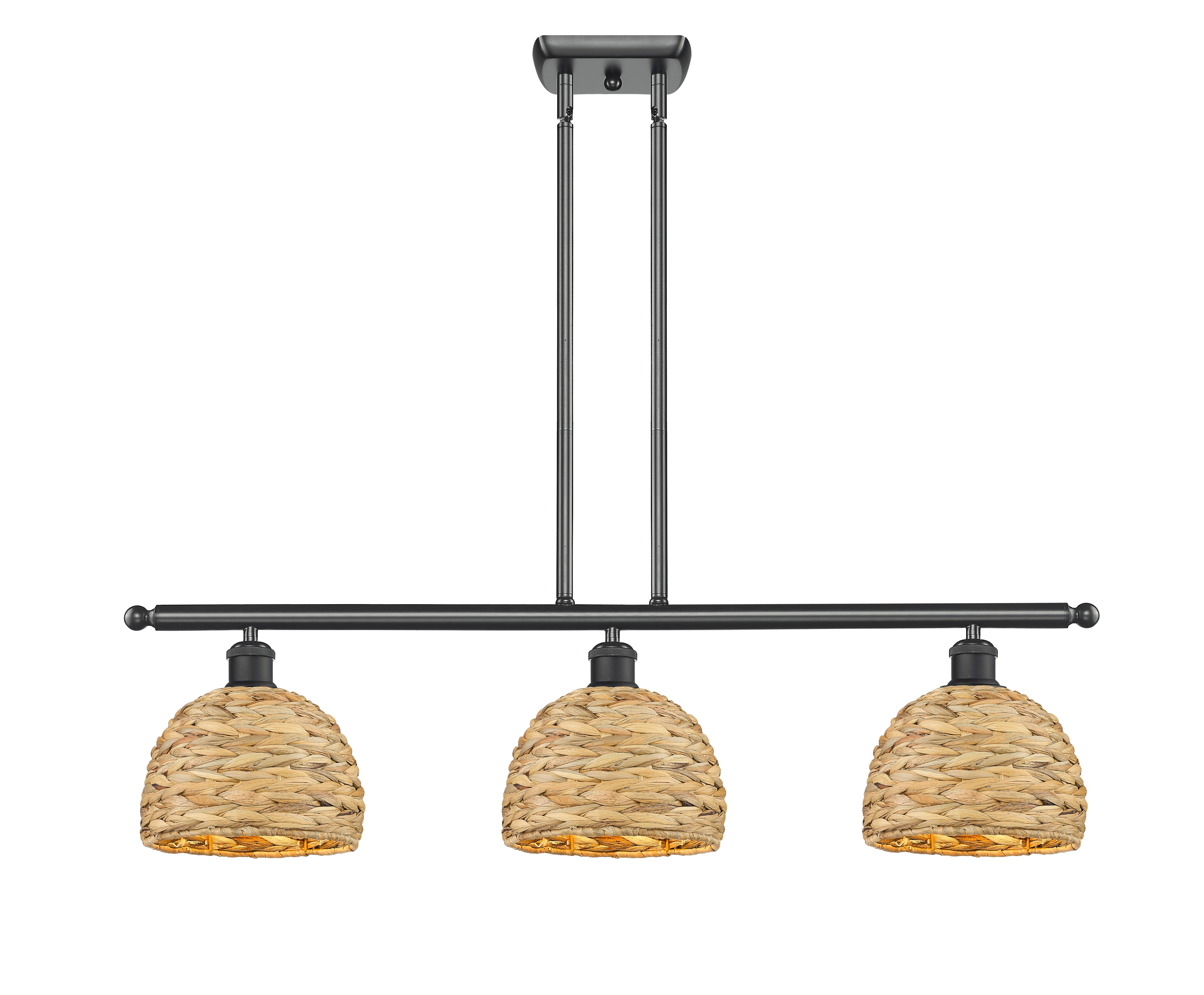 Ballston Island Light Woven Rattan Brass