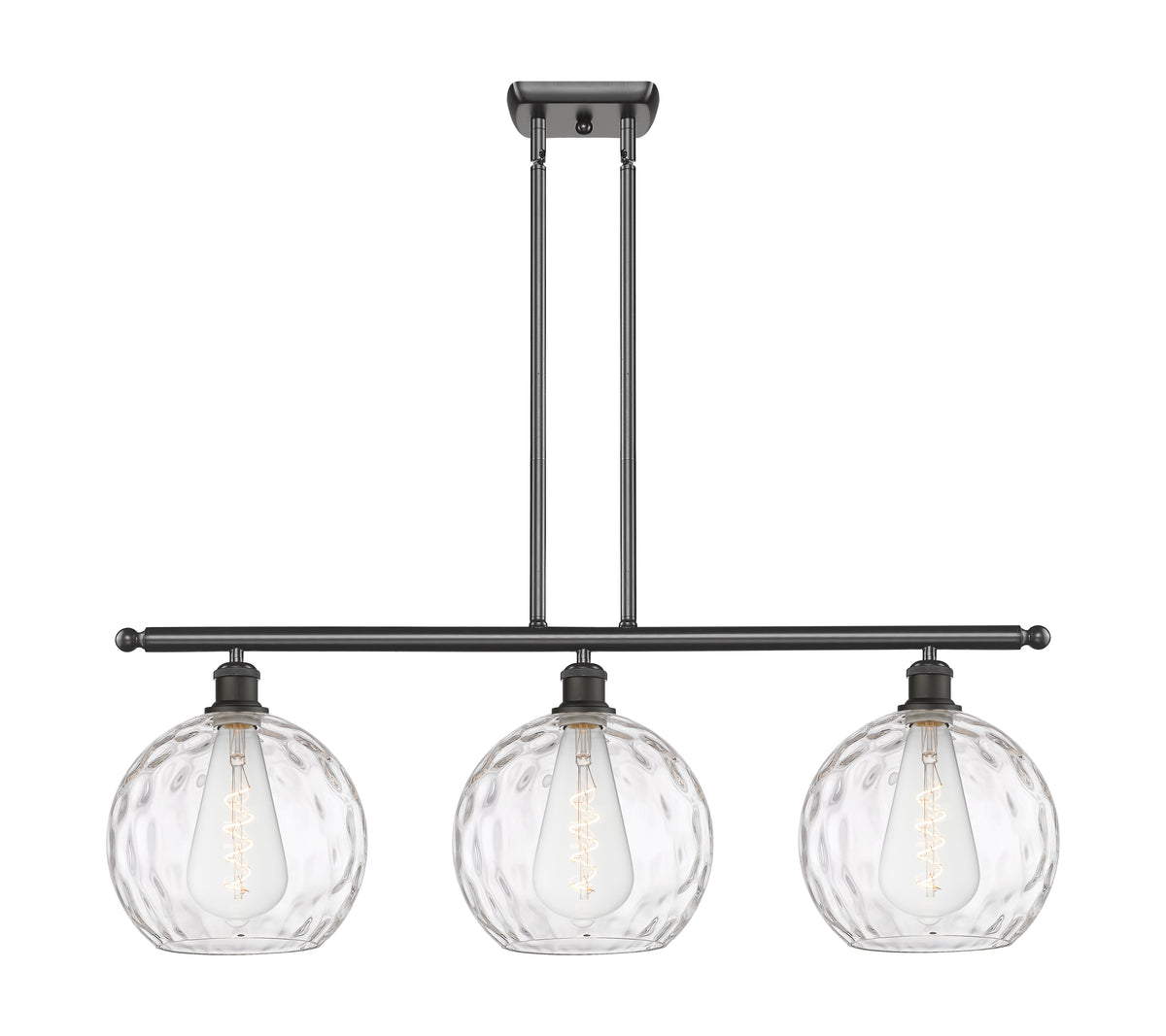 Athens Water Glass 37-Inch 3-Light Stem-Hung Island Light with LED Bulbs