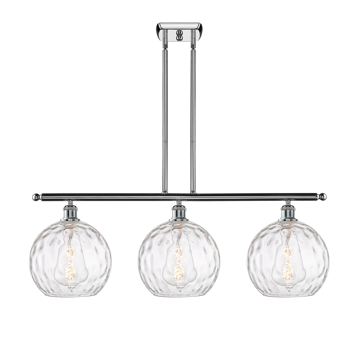 Athens Water Glass 37-Inch 3-Light Stem-Hung Island Light with LED Bulbs