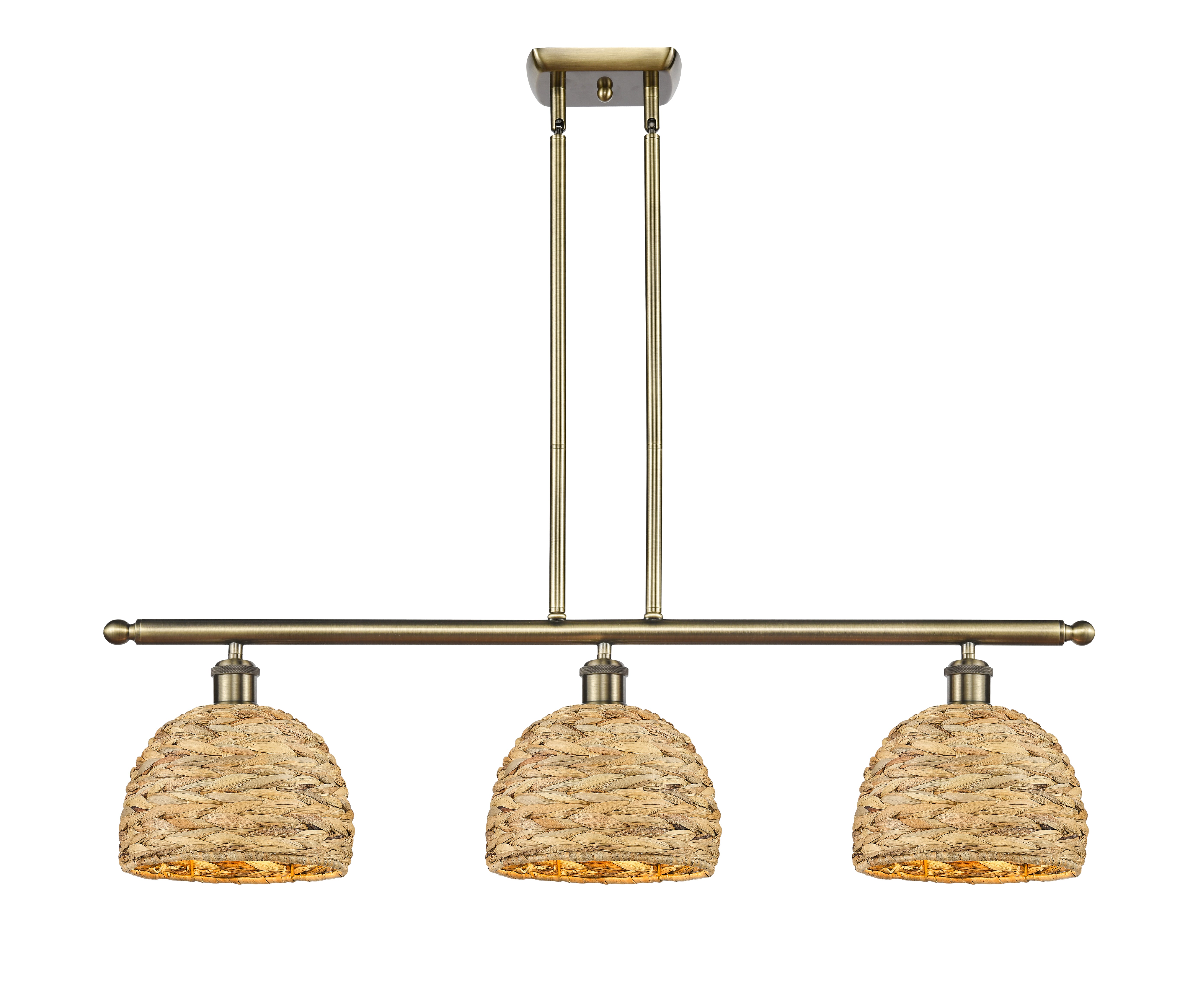 Ballston Island Light Woven Rattan Brass