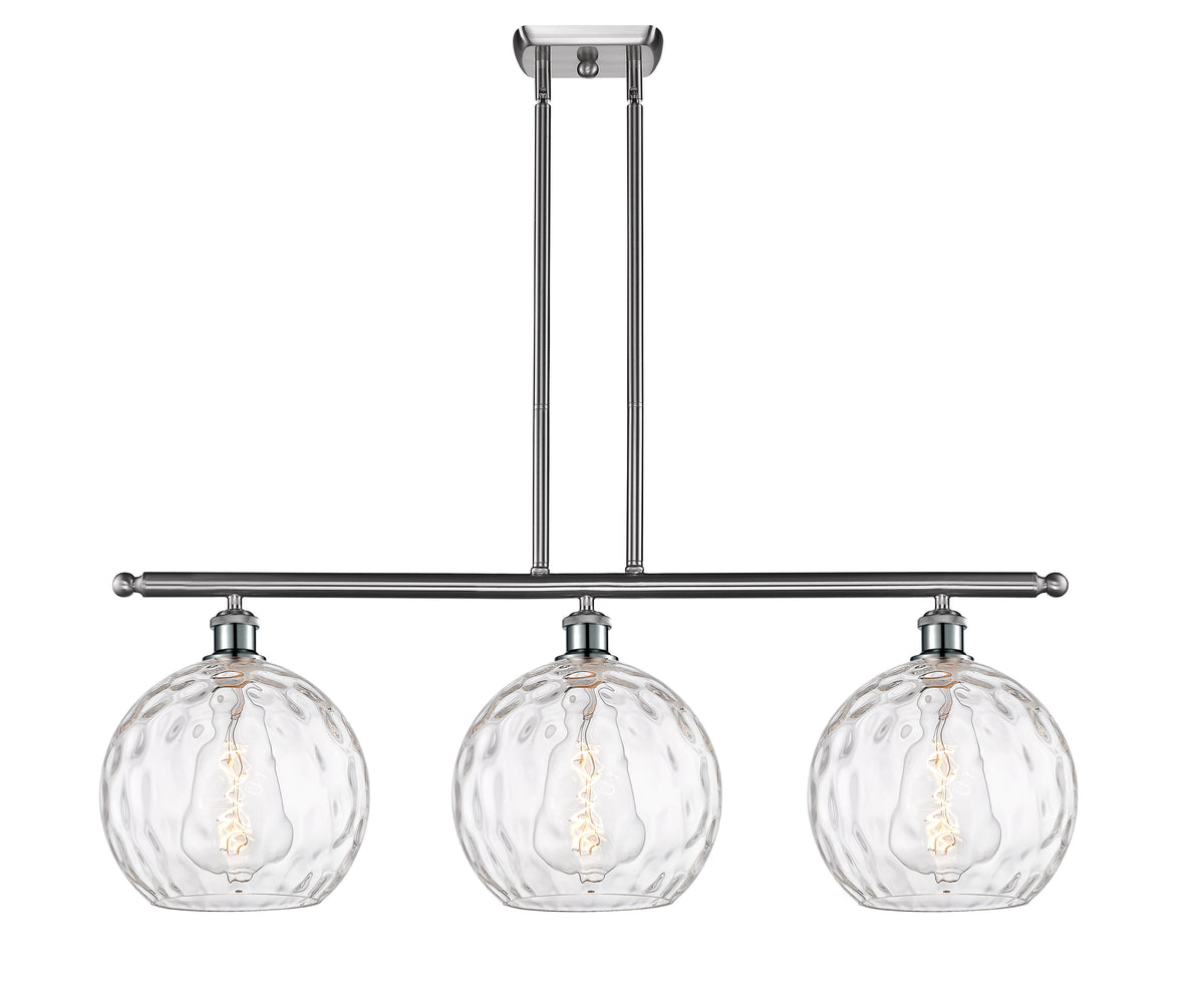 Athens Water Glass 37-Inch 3-Light Stem-Hung Island Light with LED Bulbs