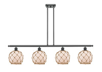 Farmhouse Rope 48-Inch 4-Light Stem-Hung Island Light with LED Bulbs 10.5-Inch High