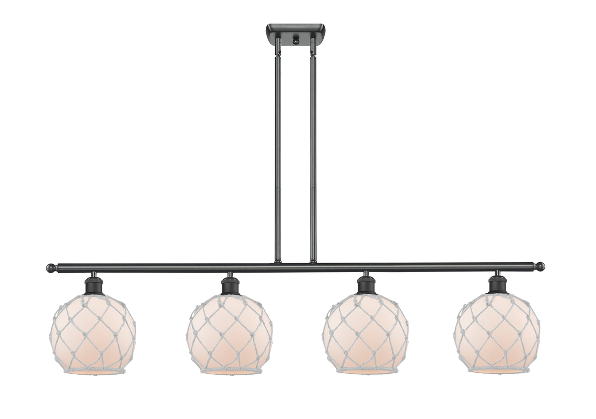 Farmhouse Rope 48-Inch 4-Light Stem-Hung Island Light with LED Bulbs 10.5-Inch High