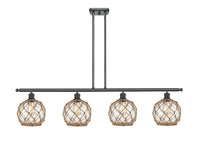 Farmhouse Rope 48-Inch 4-Light Stem-Hung Island Light with LED Bulbs 10.5-Inch High