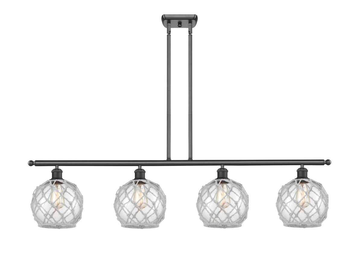 Farmhouse Rope 48-Inch 4-Light Stem-Hung Island Light with LED Bulbs 10.5-Inch High