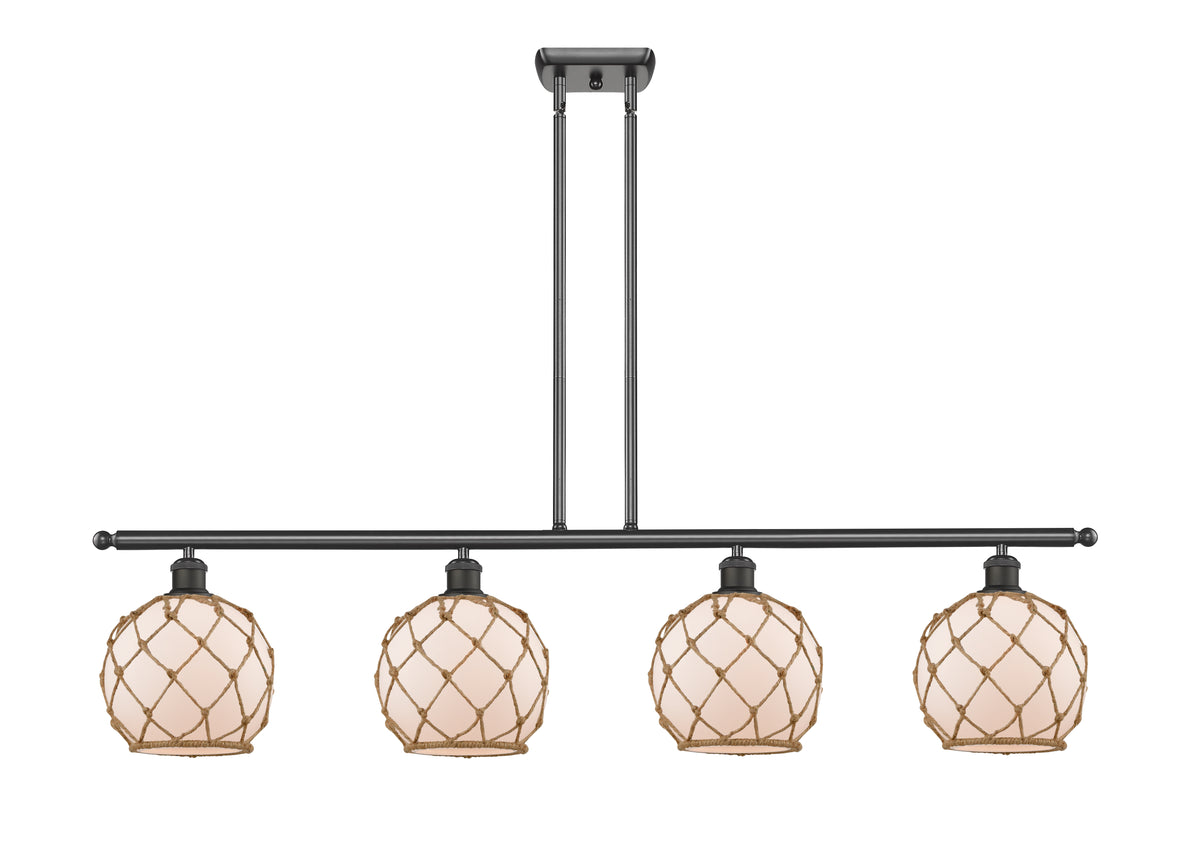 Farmhouse Rope 48-Inch 4-Light Stem-Hung Island Light with LED Bulbs 10.5-Inch High