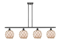 Farmhouse Rope 48-Inch 4-Light Stem-Hung Island Light with LED Bulbs 10.5-Inch High