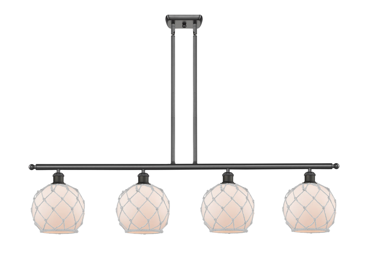 Farmhouse Rope 48-Inch 4-Light Stem-Hung Island Light with LED Bulbs 10.5-Inch High