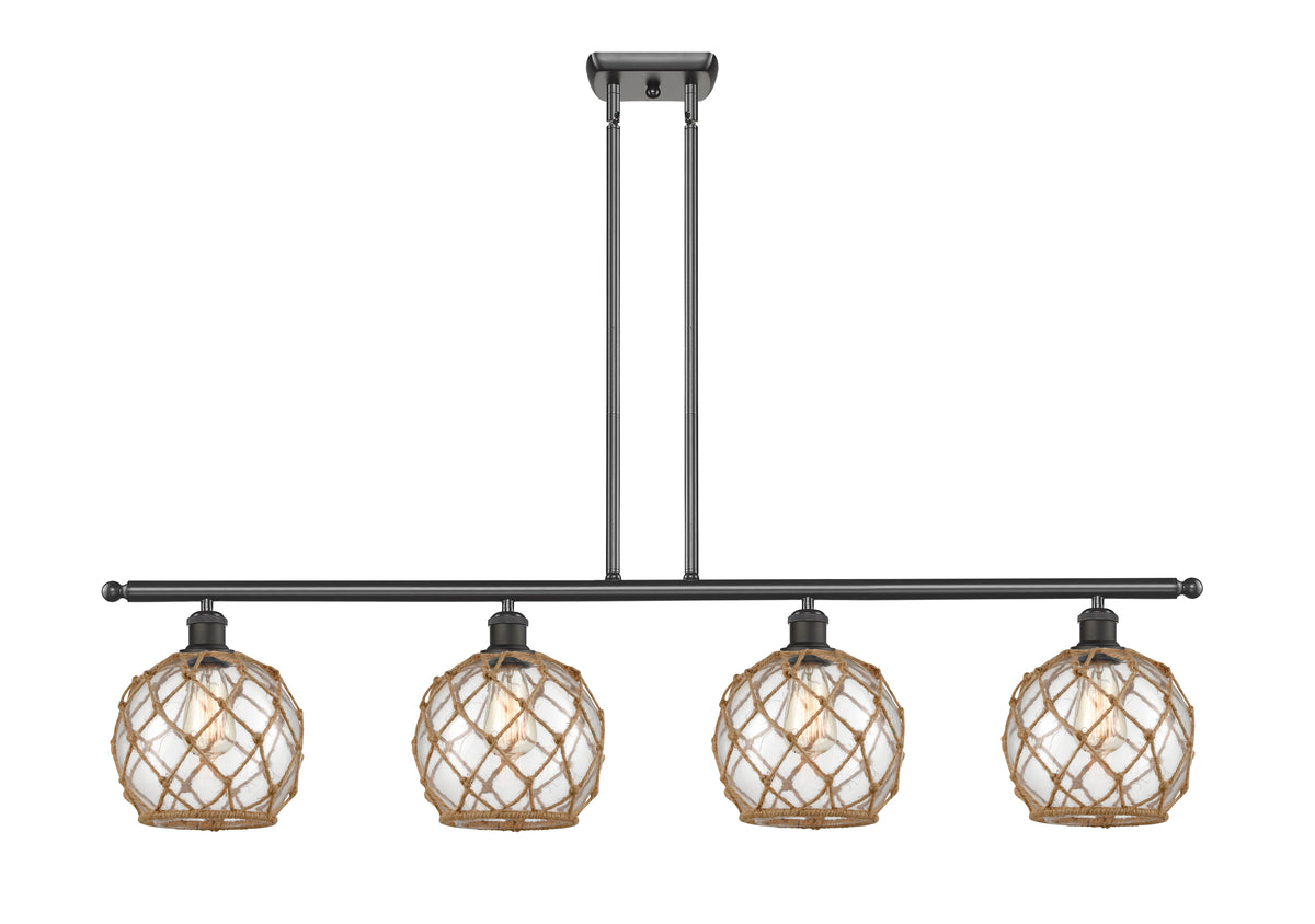 Farmhouse Rope 48-Inch 4-Light Stem-Hung Island Light with LED Bulbs 10.5-Inch High