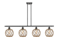 Farmhouse Rope 48-Inch 4-Light Stem-Hung Island Light with LED Bulbs 10.5-Inch High