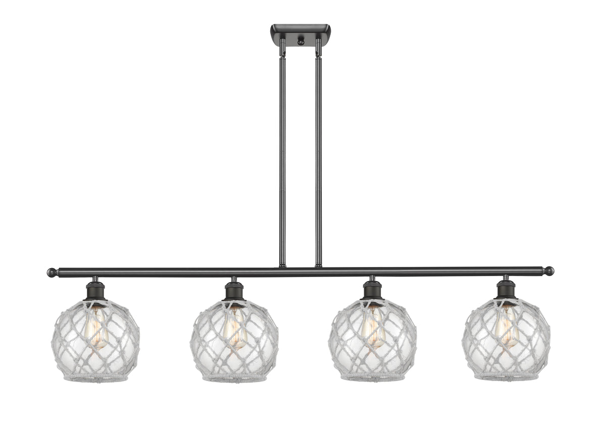 Farmhouse Rope 48-Inch 4-Light Stem-Hung Island Light with LED Bulbs 10.5-Inch High