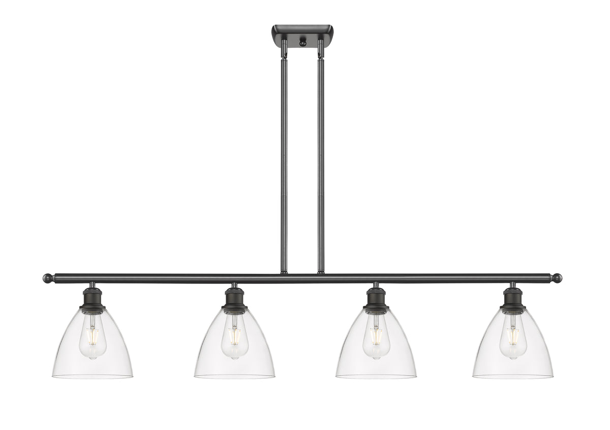 Bristol 48-Inch 4-Light Stem-Hung Island Light with LED Bulbs Dome Shade 10-Inch High