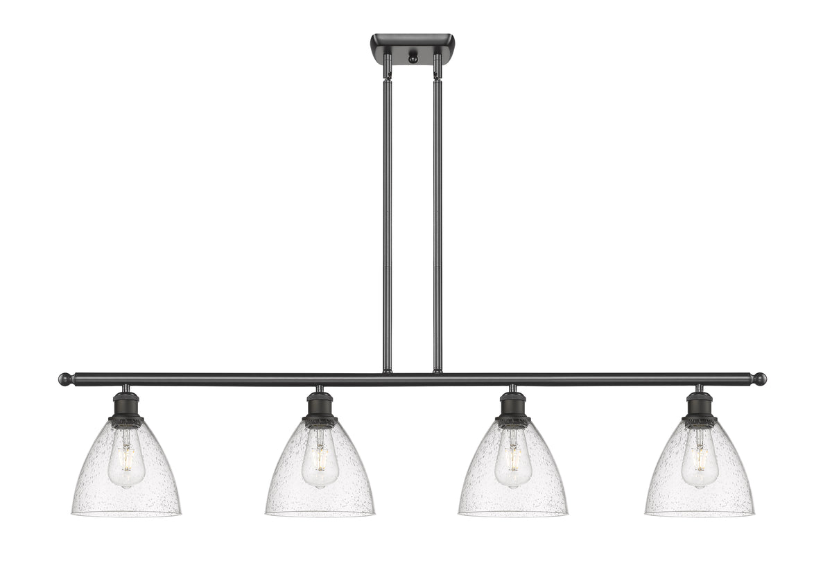 Bristol 48-Inch 4-Light Stem-Hung Island Light with LED Bulbs Dome Shade 10-Inch High