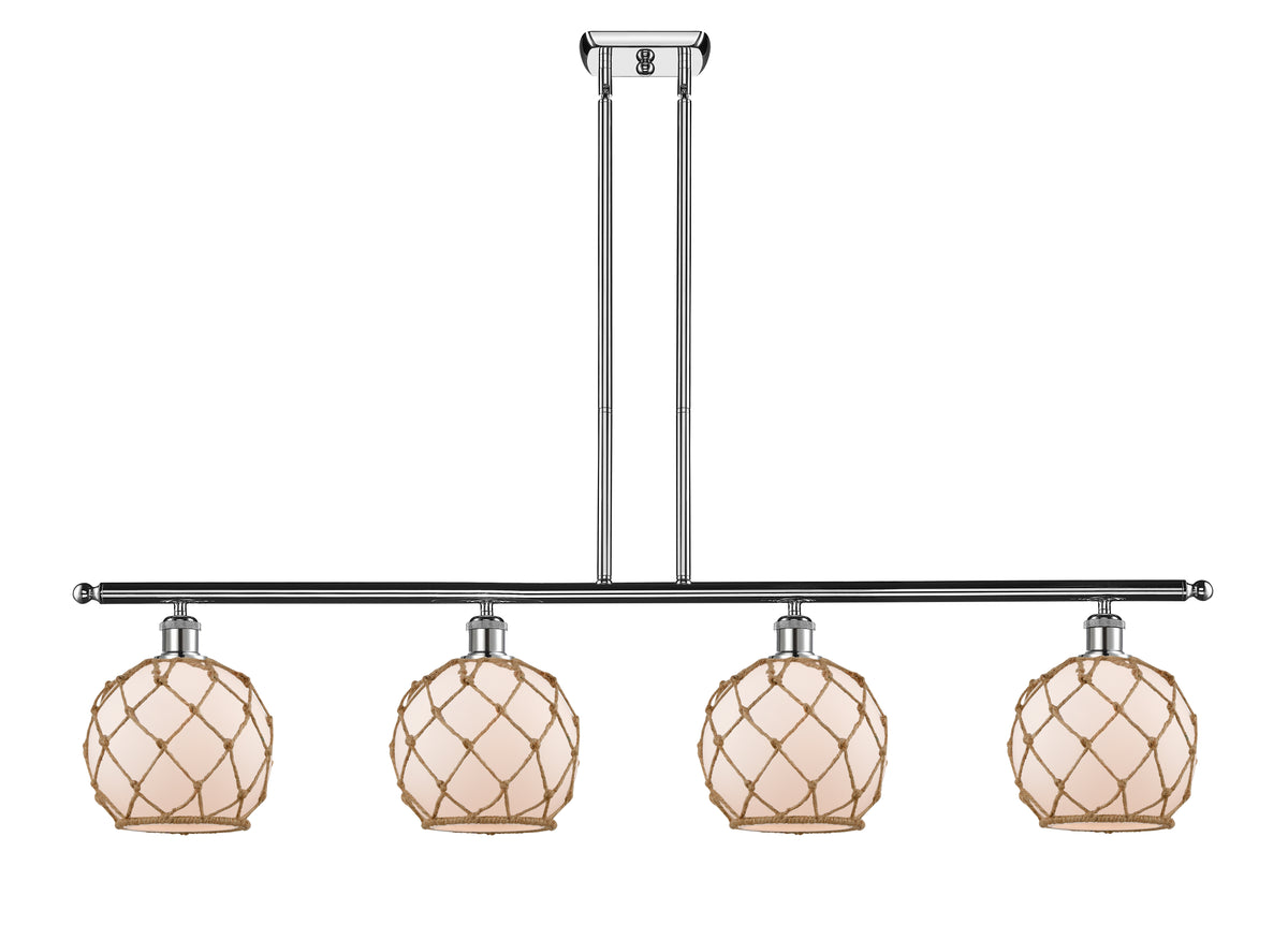 Farmhouse Rope 48-Inch 4-Light Stem-Hung Island Light with LED Bulbs 10.5-Inch High