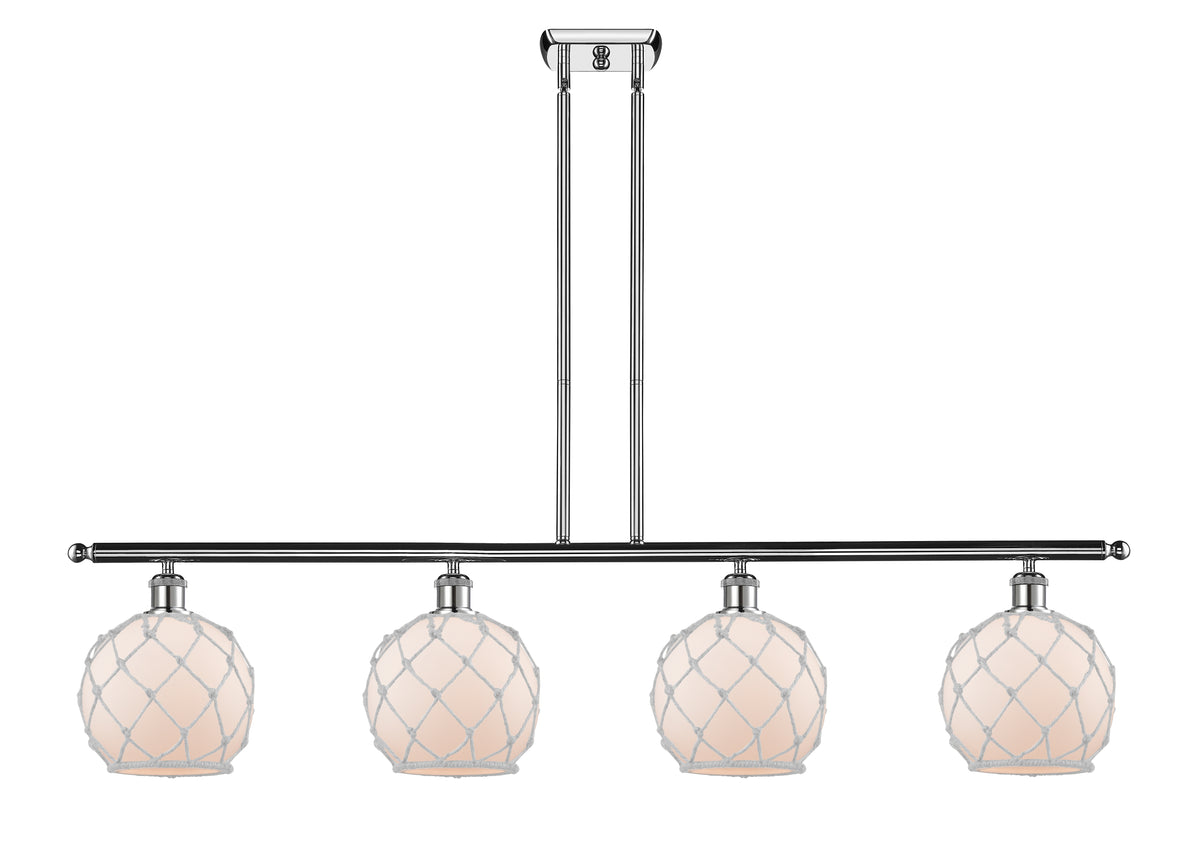 Farmhouse Rope 48-Inch 4-Light Stem-Hung Island Light with LED Bulbs 10.5-Inch High