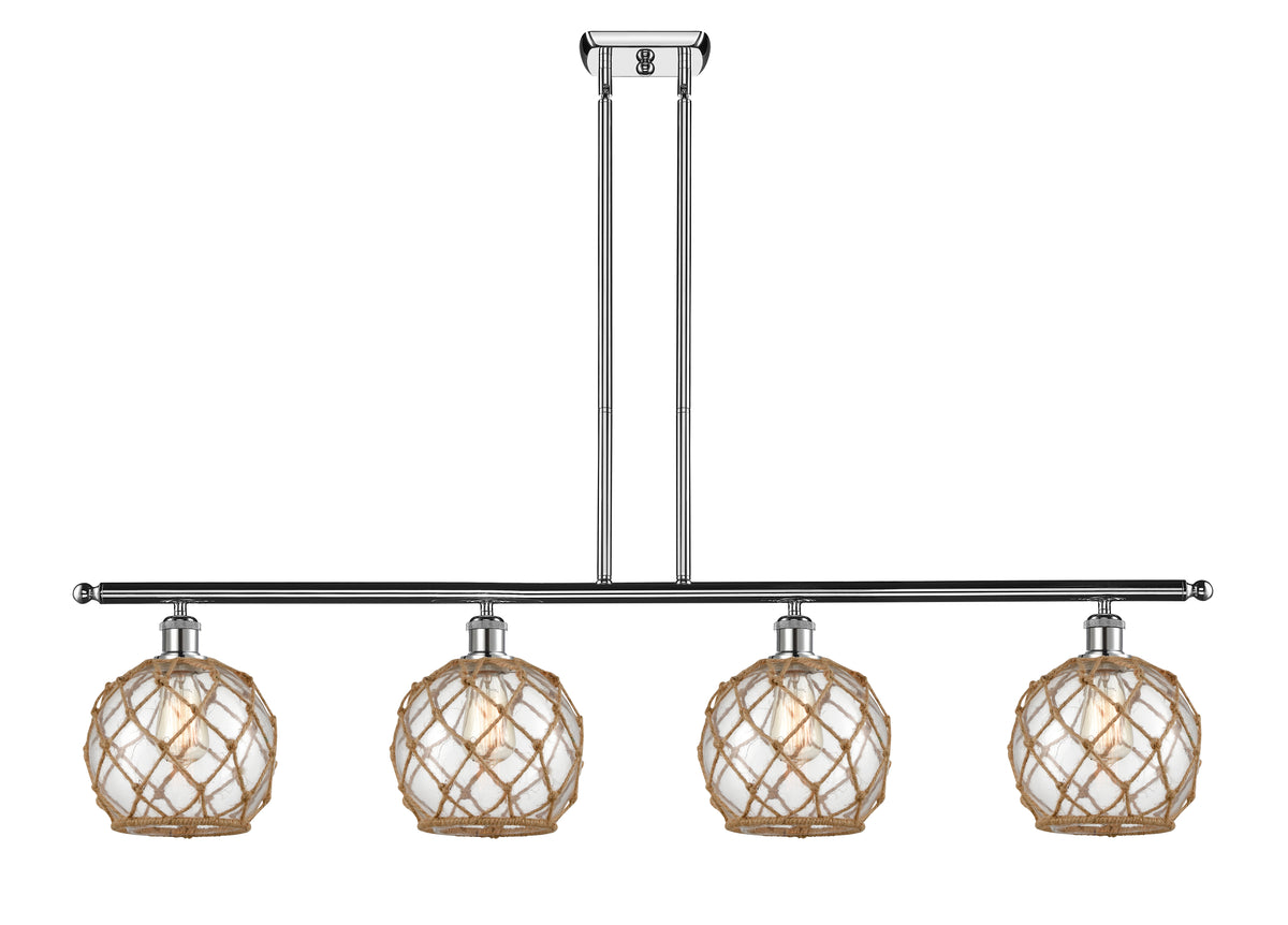 Farmhouse Rope 48-Inch 4-Light Stem-Hung Island Light with LED Bulbs 10.5-Inch High