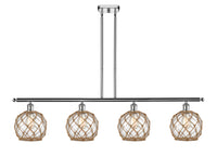 Farmhouse Rope 48-Inch 4-Light Stem-Hung Island Light with LED Bulbs 10.5-Inch High