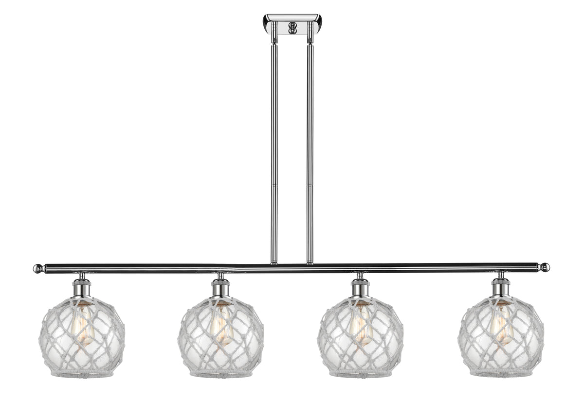 Farmhouse Rope 48-Inch 4-Light Stem-Hung Island Light with LED Bulbs 10.5-Inch High