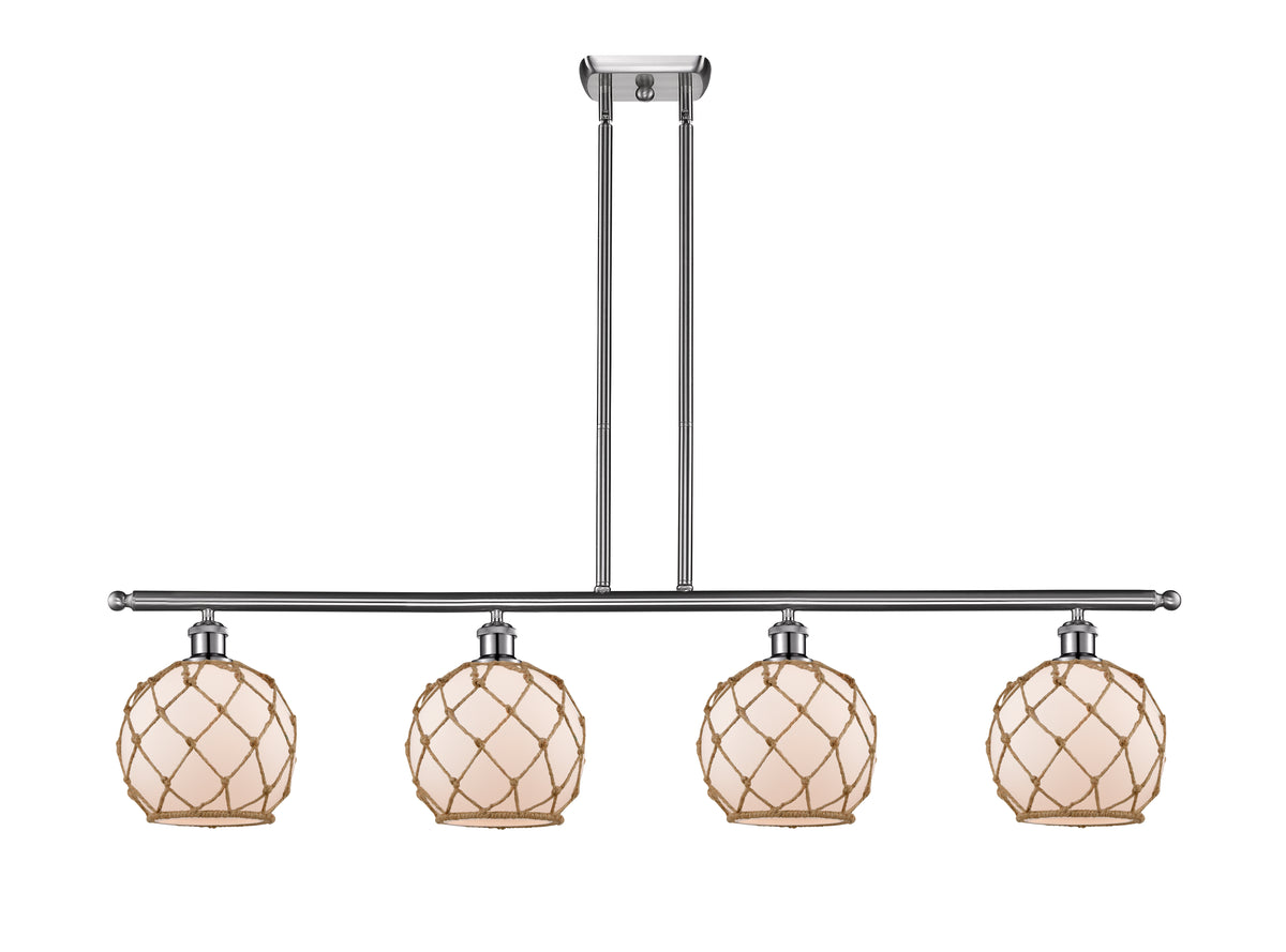 Farmhouse Rope 48-Inch 4-Light Stem-Hung Island Light with LED Bulbs 10.5-Inch High