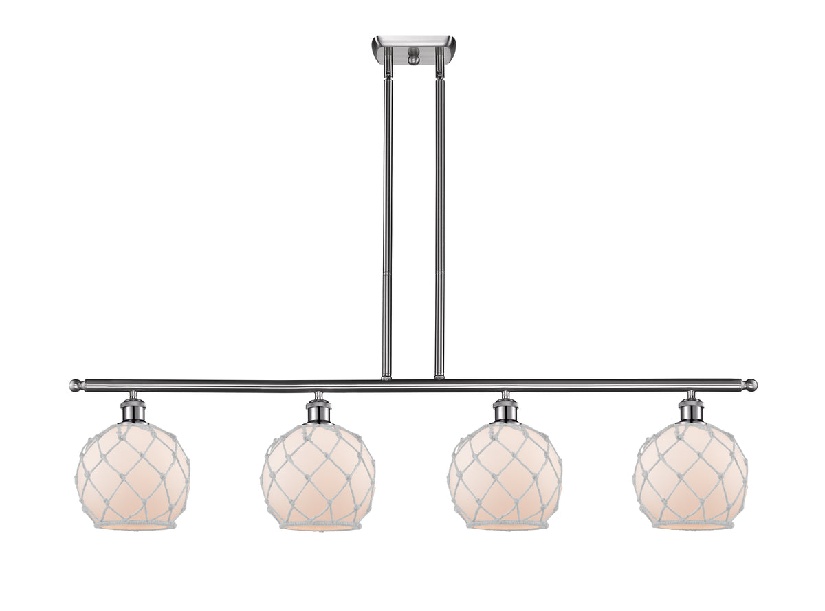 Farmhouse Rope 48-Inch 4-Light Stem-Hung Island Light with LED Bulbs 10.5-Inch High