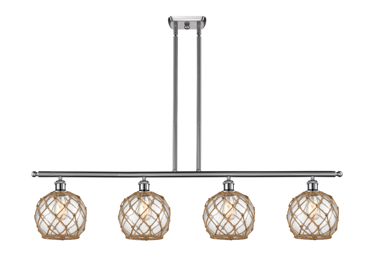 Farmhouse Rope 48-Inch 4-Light Stem-Hung Island Light with LED Bulbs 10.5-Inch High