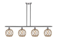 Farmhouse Rope 48-Inch 4-Light Stem-Hung Island Light with LED Bulbs 10.5-Inch High