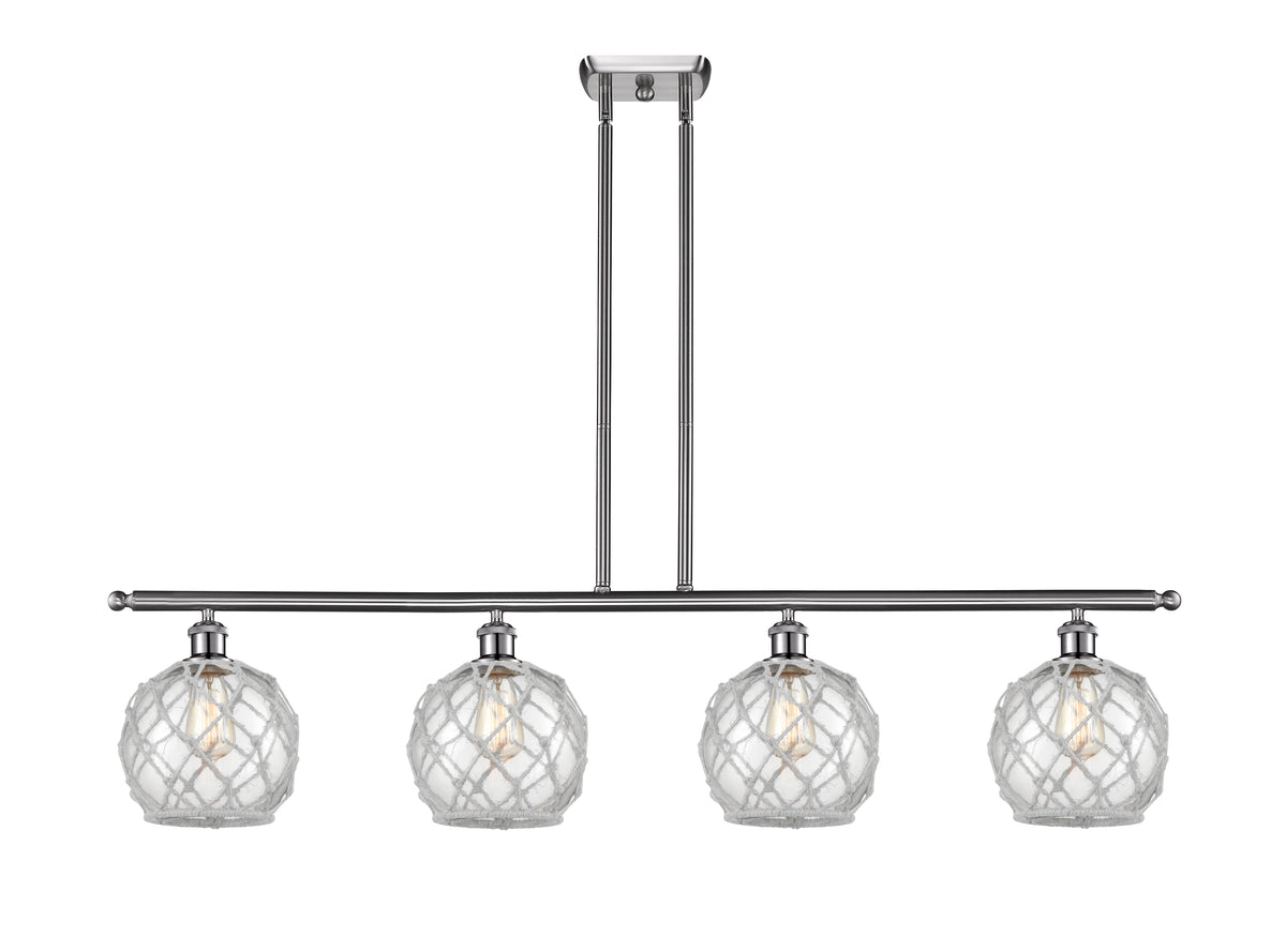 Farmhouse Rope 48-Inch 4-Light Stem-Hung Island Light with LED Bulbs 10.5-Inch High