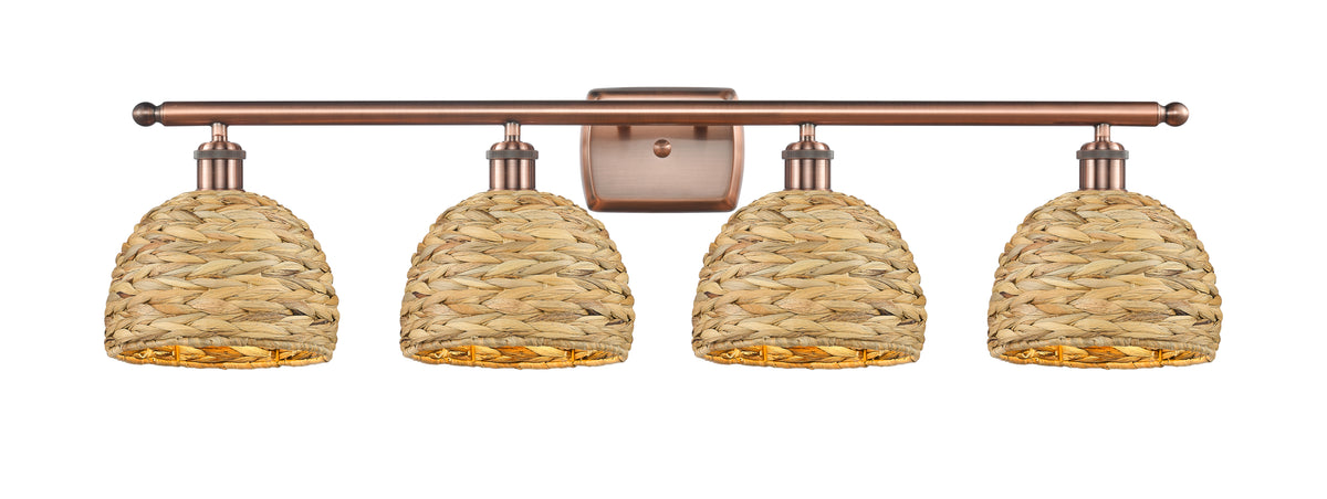 Woven Rattan 38-Inch 4-Light Bath Vanity Light