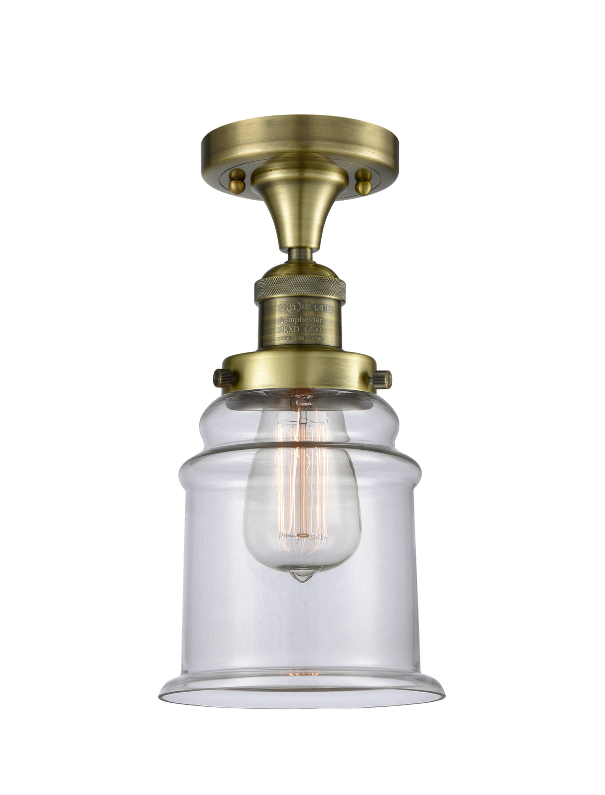 Canton 6-Inch 1-Light Semi-Flush Mount 11.5-Inch High 7.125-Inch Shade Height