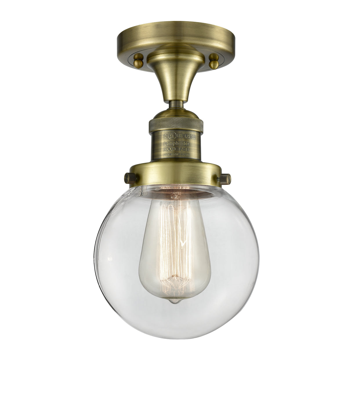 Beacon 6-Inch 1-Light Semi-Flush Mount with LED Bulb 11.25-Inch High