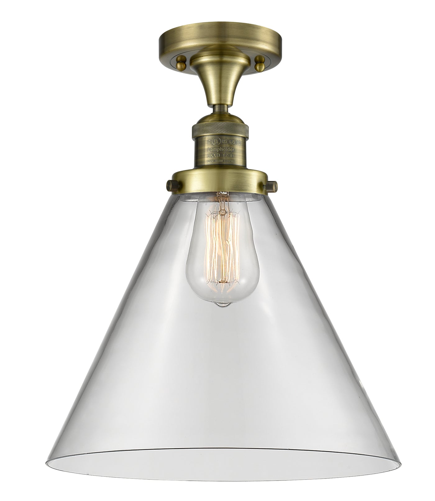 Franklin Semi-Flush Mount 12 Inch Brass
