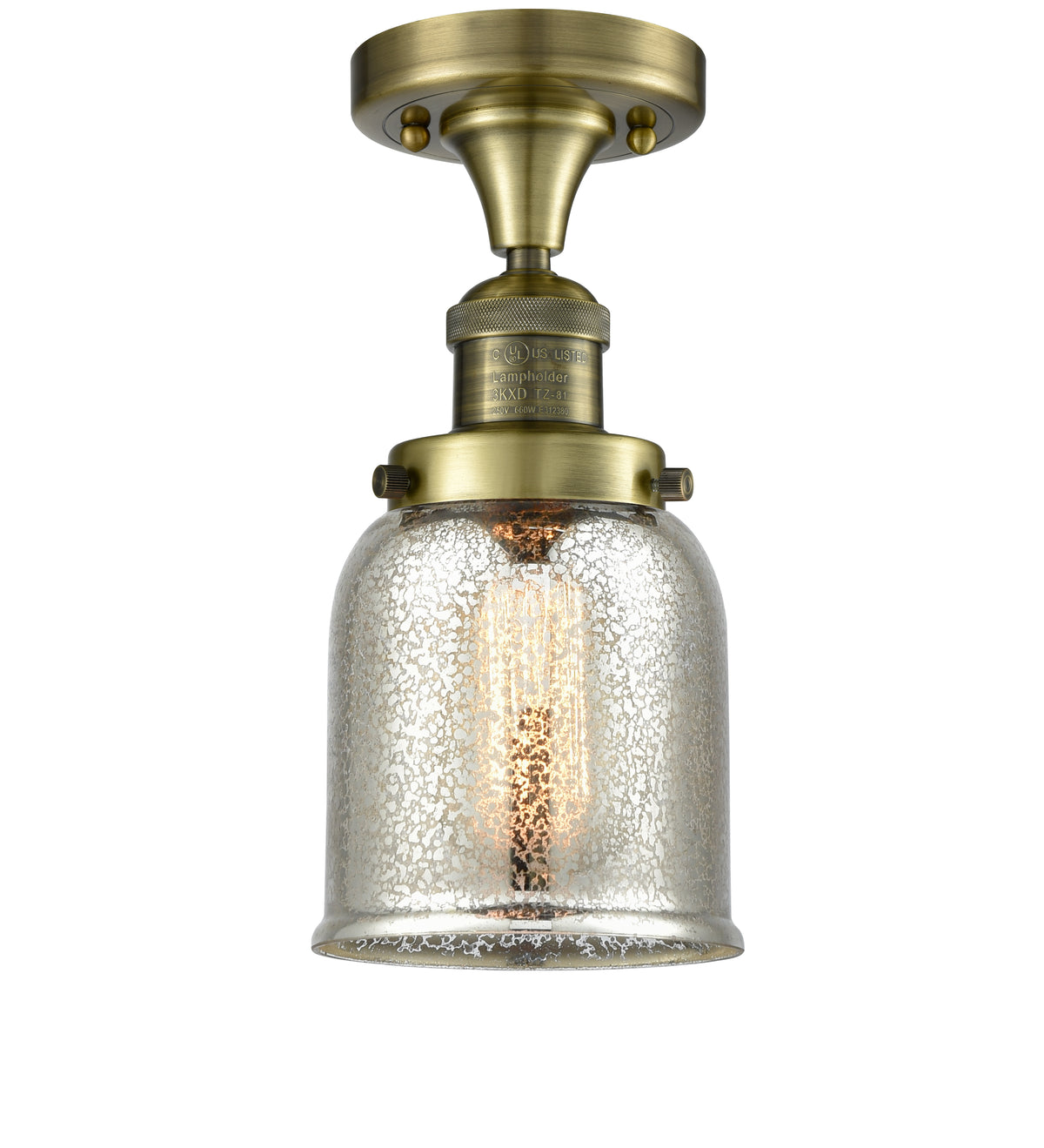 Bell 5-Inch 1-Light Semi-Flush Mount with LED Bulb 9-Inch High Dimmable
