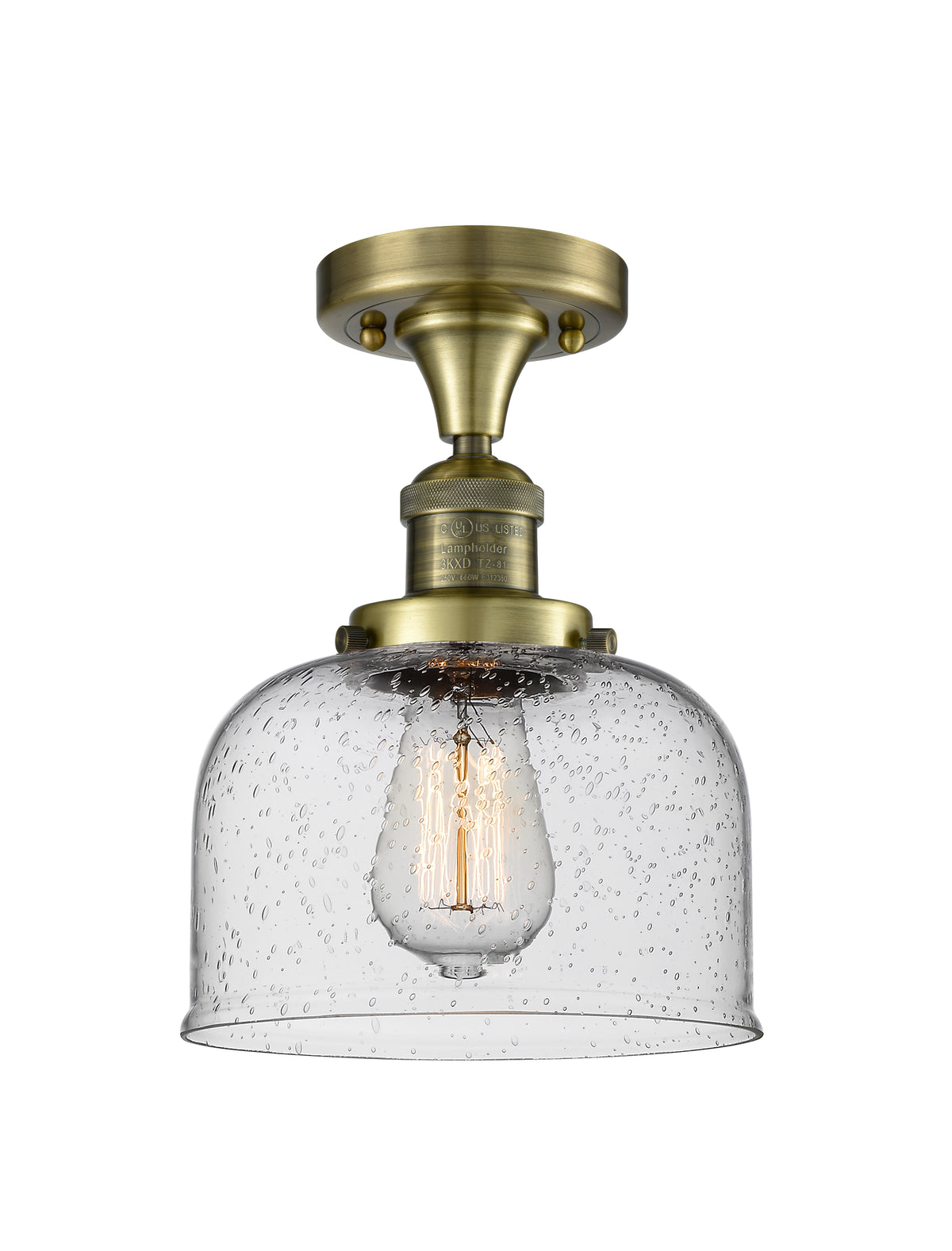 Bell 8-Inch 1-Light Semi-Flush Mount with LED Bulb 11.5-Inch High Dimmable