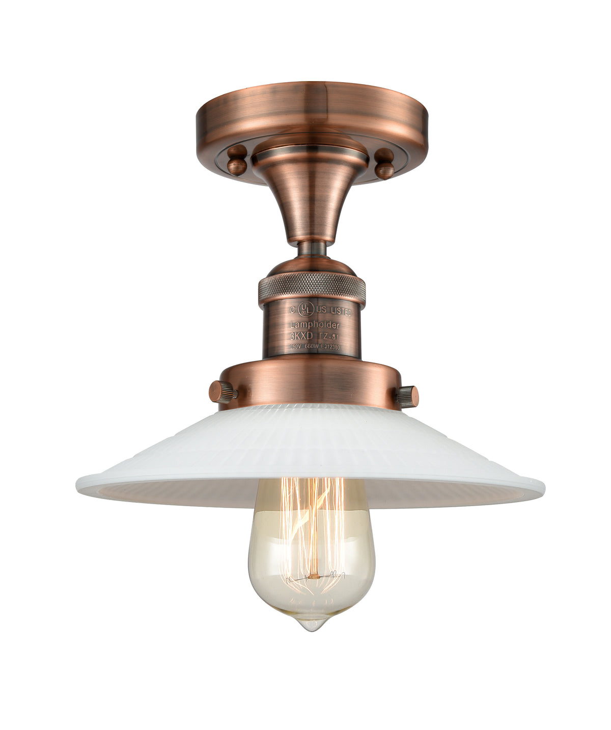 Halophane 9-Inch 1-Light Semi-Flush Mount with LED Bulb 8-Inch High