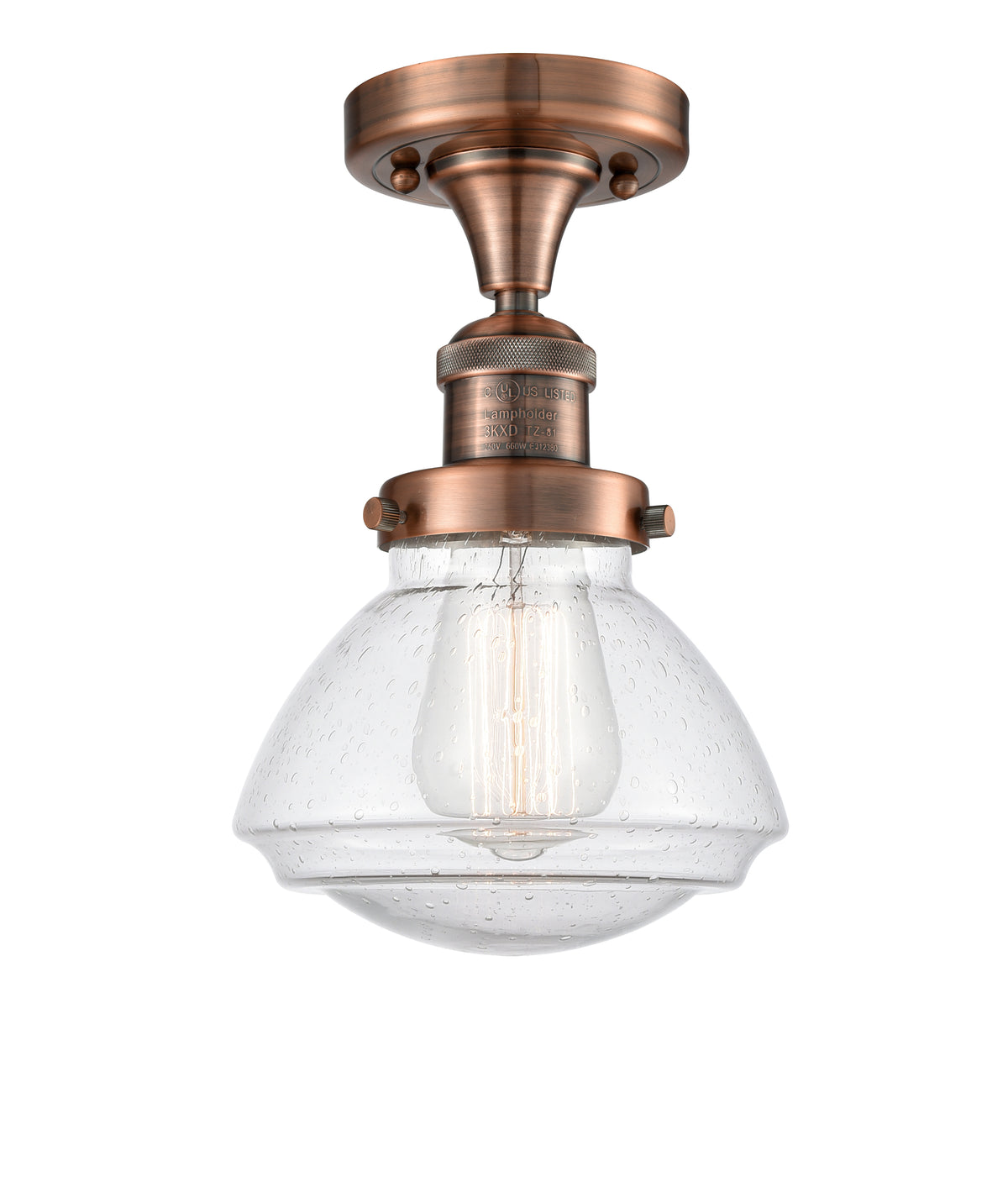 Olean 7-Inch 1-Light Semi-Flush Mount Bell Shade 9.25-Inch High