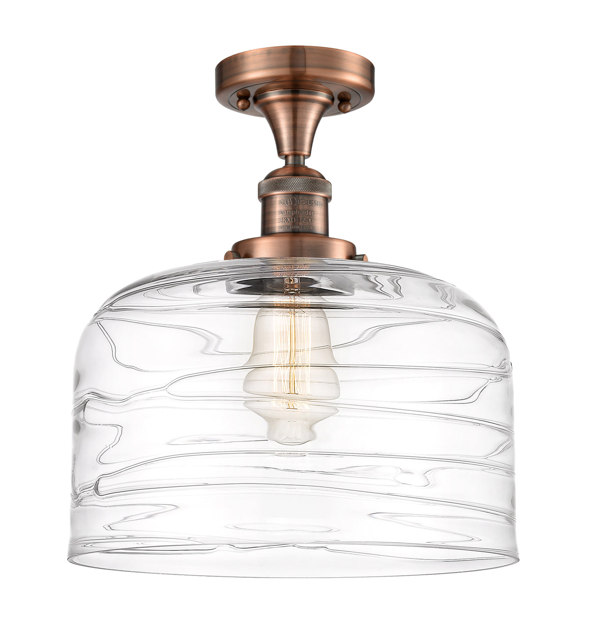 Bell 12-Inch 1-Light Semi-Flush Mount with LED Bulb 11.5-Inch Shade Dimmable