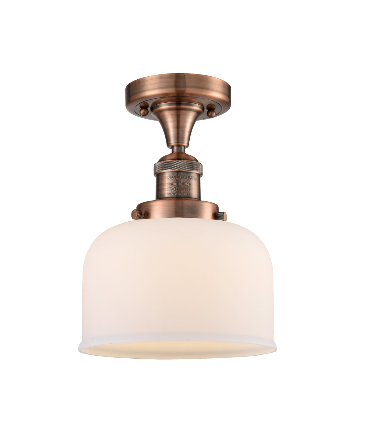 Bell 8-Inch 1-Light Semi-Flush Mount with LED Bulb 11.5-Inch High Dimmable