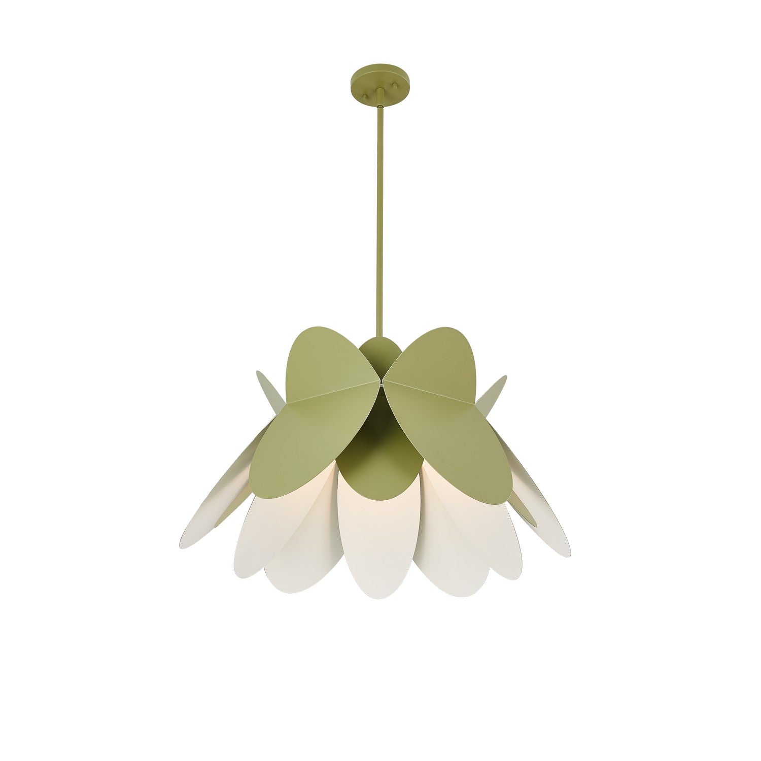 21'' Flor 1 Light White and Green Pendant