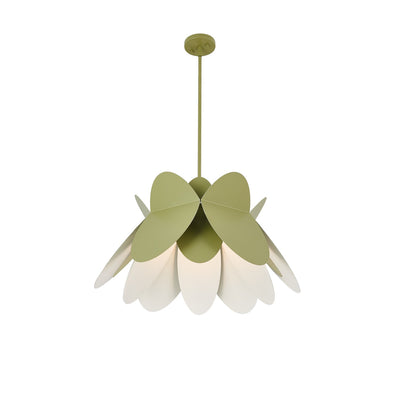 21'' Flor 1 Light White and Green Pendant