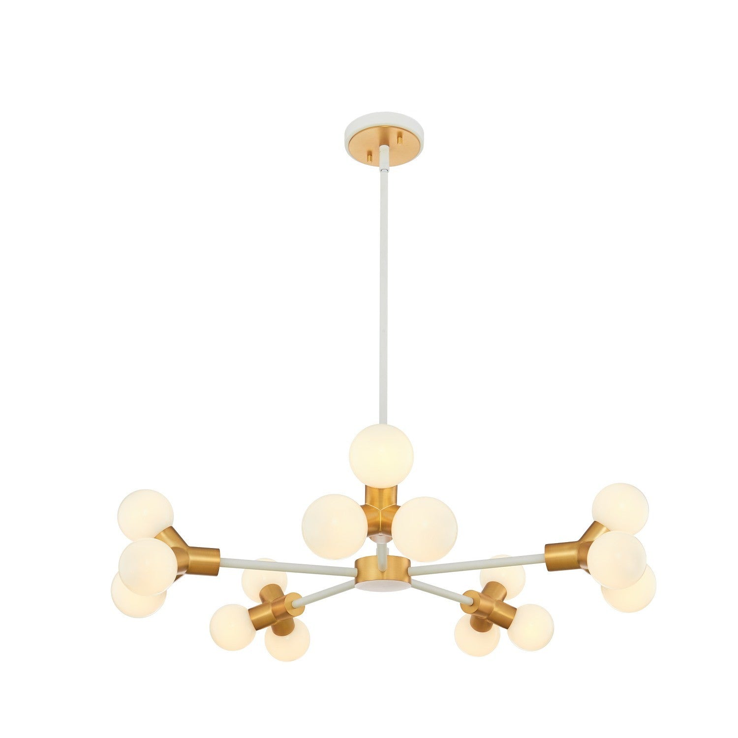 6.5'' Tres 15 Light White and New Brass Chandelier