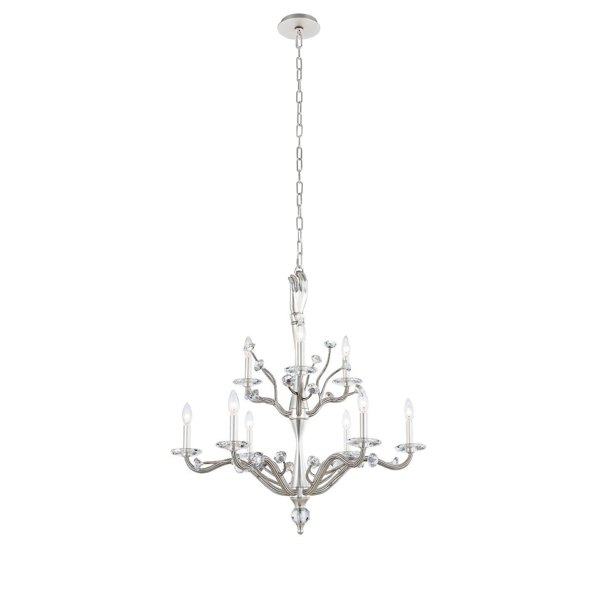 34'' Venus 9 Light Pewter Tiered Chandelier
