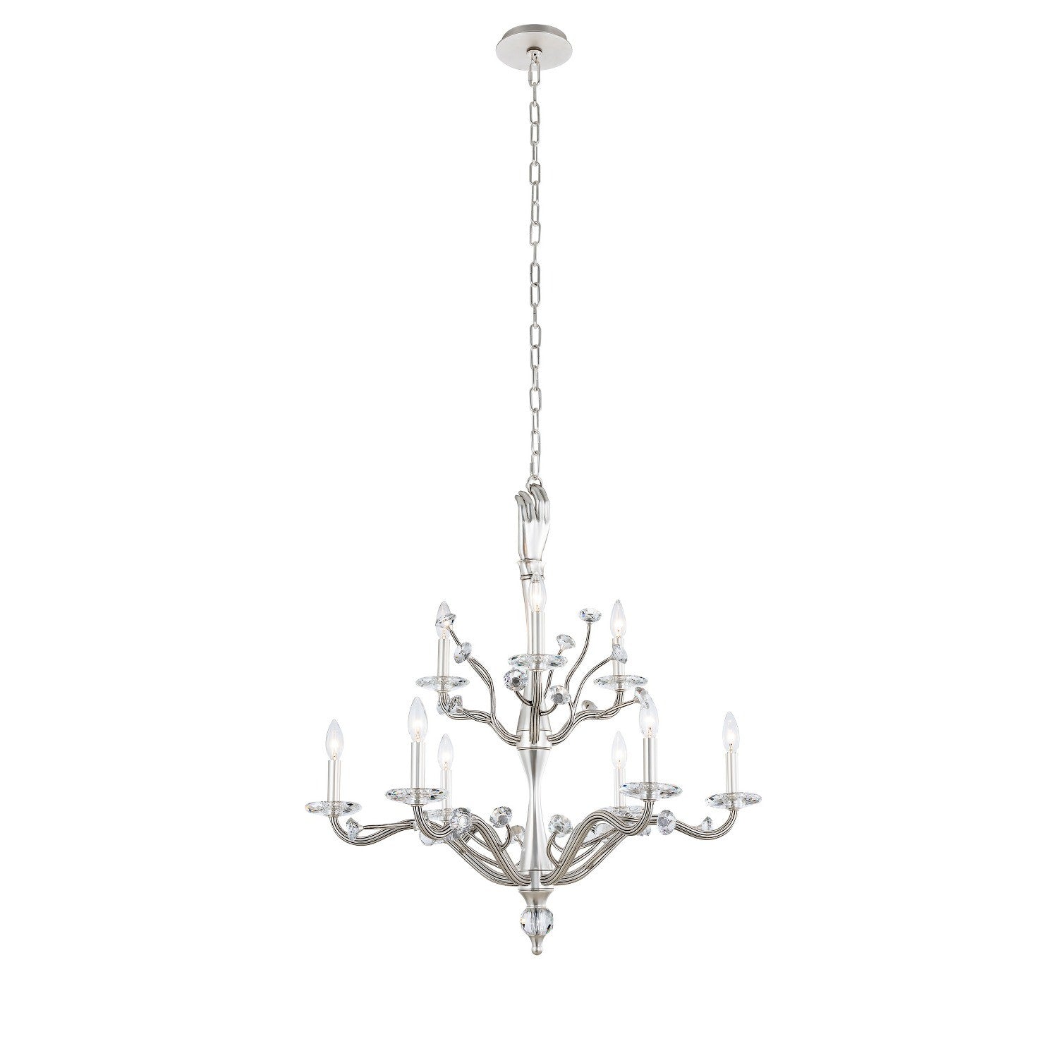 34'' Venus 9 Light Pewter Tiered Chandelier