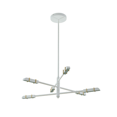 19'' Concorde 6 Light Satin Brass and Matte White Chandelier