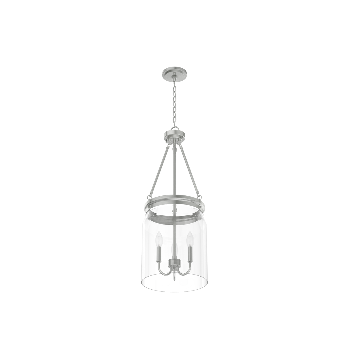 Devon Park 12-inch 3-light Brushed Nickel Lantern Pendant with Clear Glass
