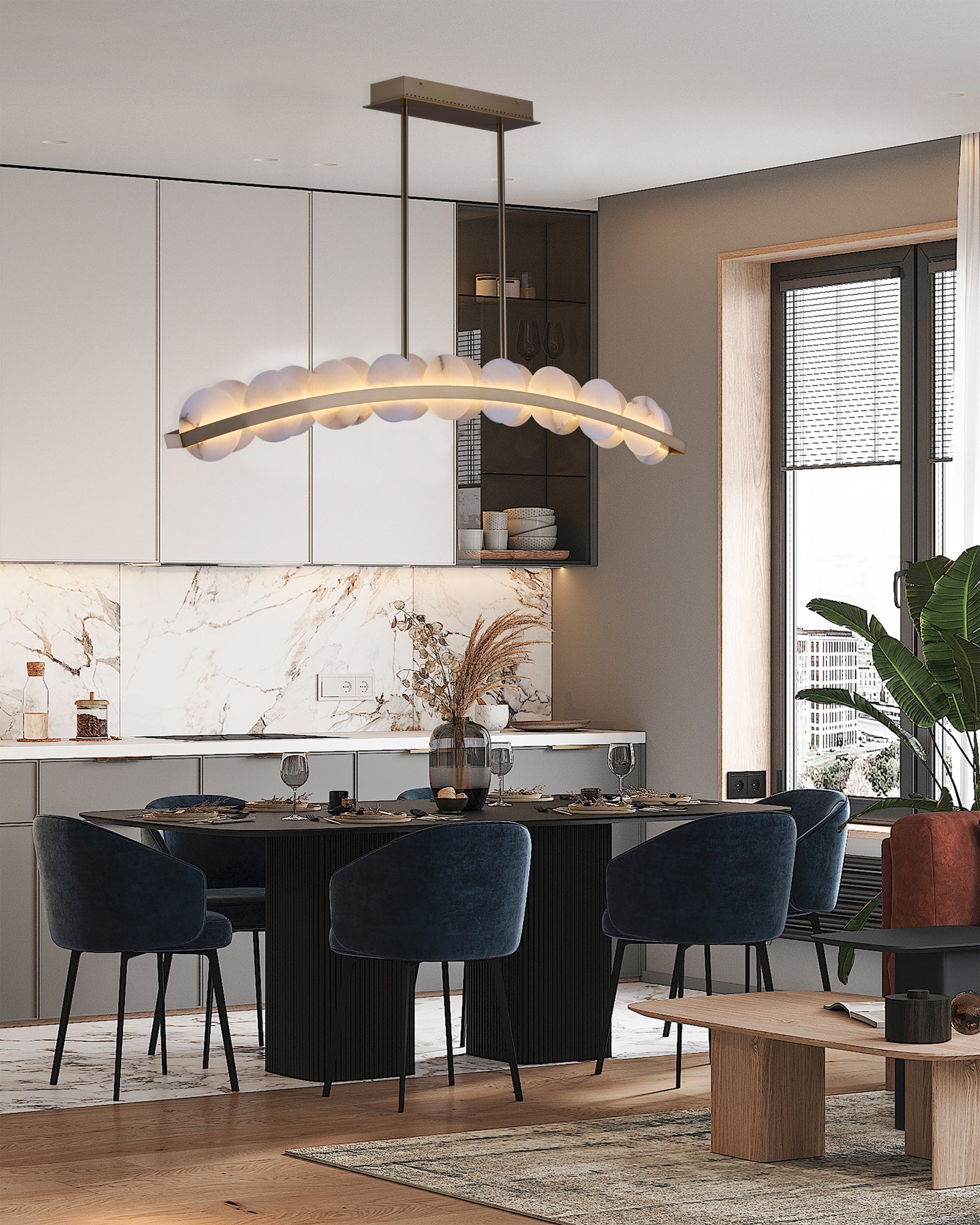 9'' Meridian 1 Light Winter Brass Linear Pendant
