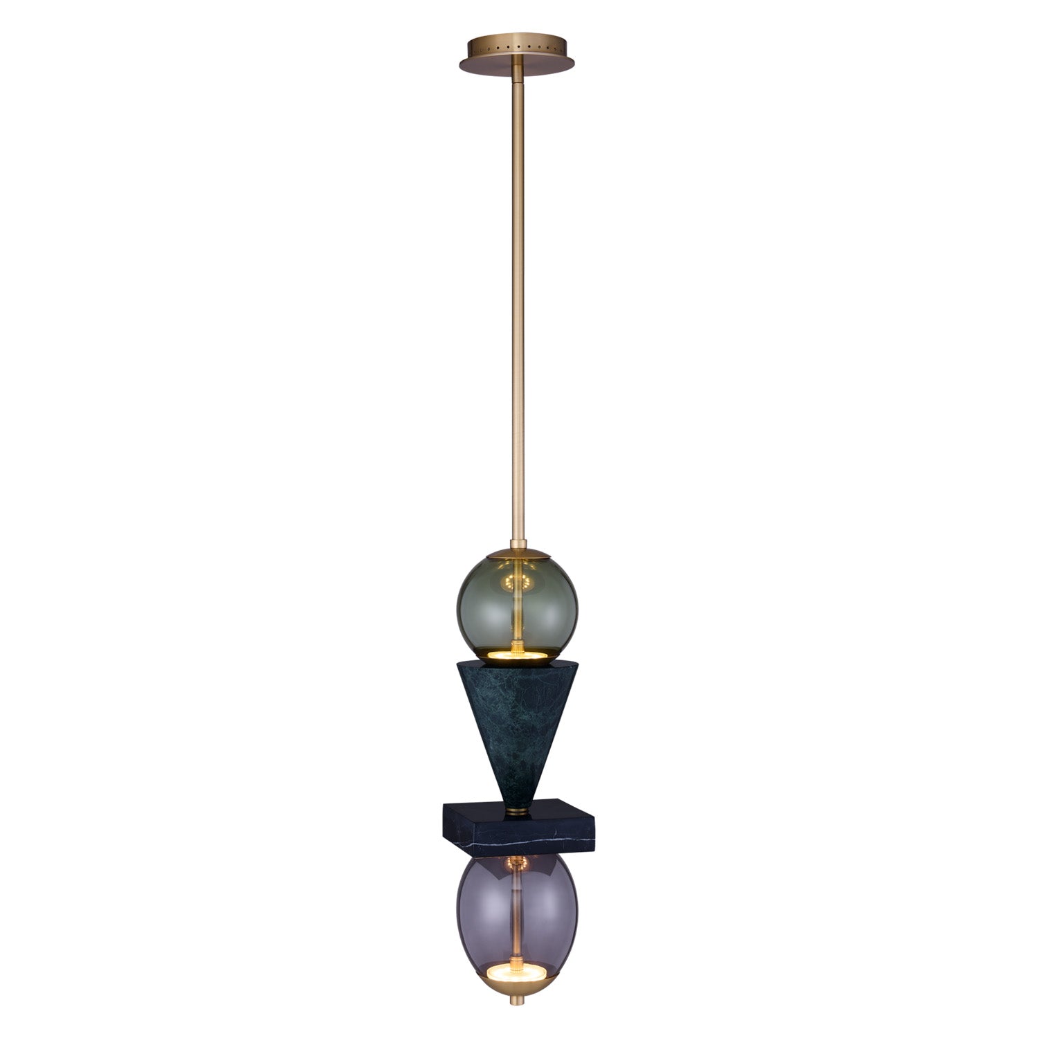 24'' Demi 2 Light Winter Brass Pendant