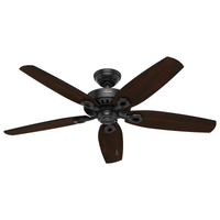52 inch Builder Matte Black Damp Rated Ceiling Fan and Pull Chain