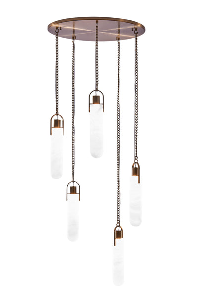15.5'' Flint 5 Light Winter Brass Multi-Pendant