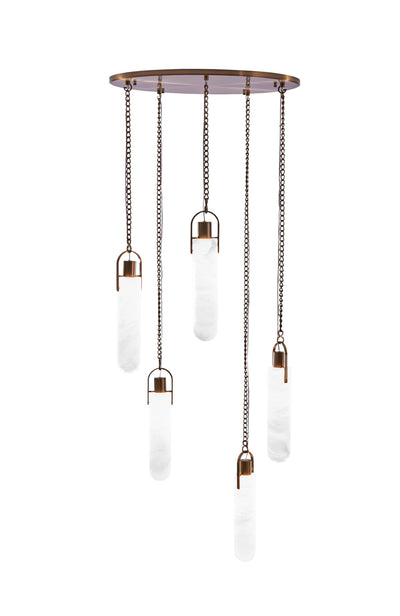 15.5'' Flint 5 Light Winter Brass Multi-Pendant